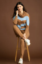 Tobacco and Powder Blue Cowl Neck Batwing Jumper