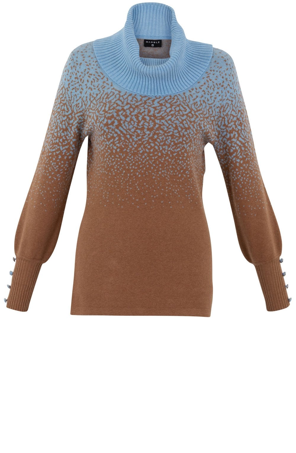 Tobacco and Powder Blue Gradual Fleck Jumper