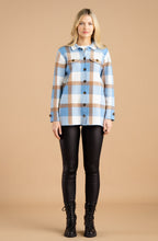 Tobacco and Powder Blue Knitted Shacket