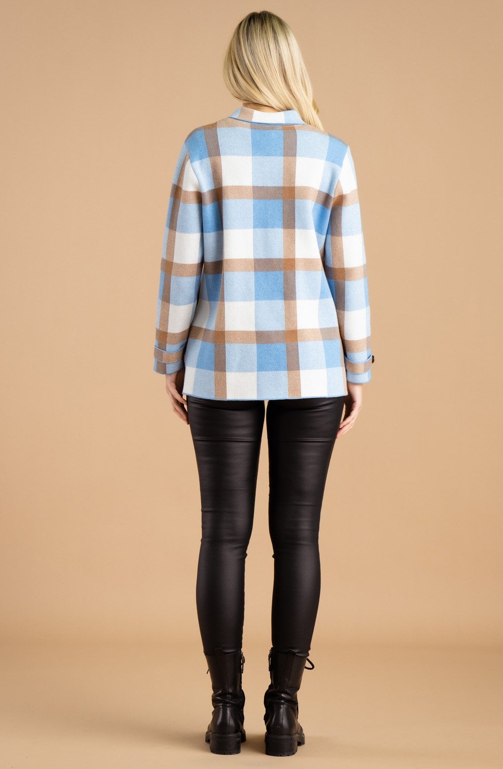 Tobacco and Powder Blue Knitted Shacket