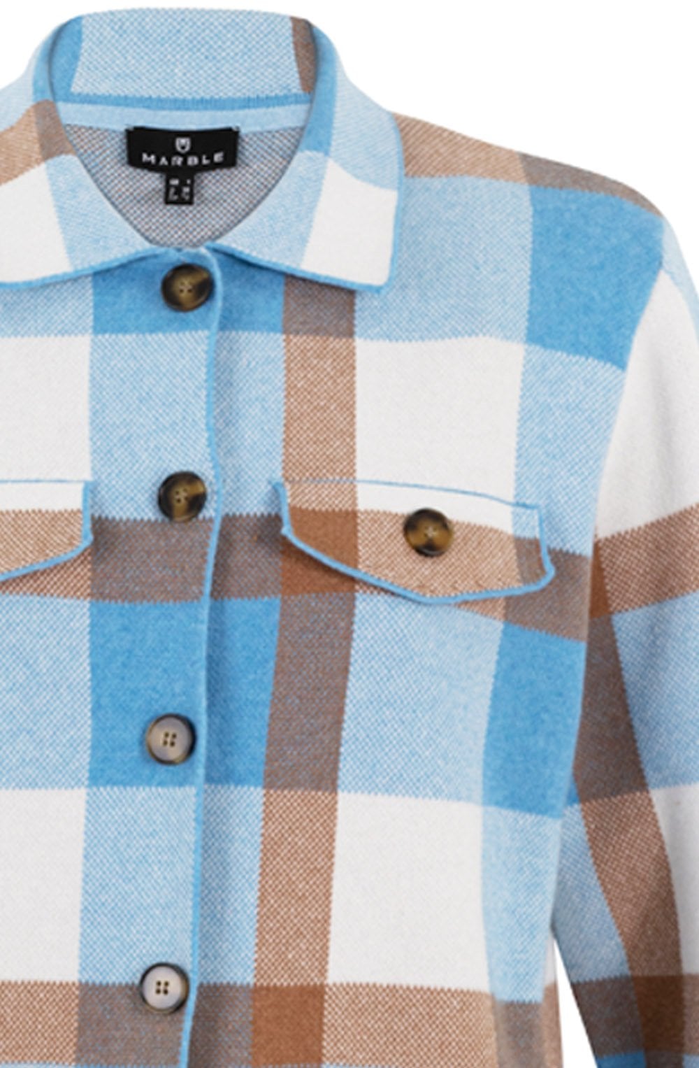 Tobacco and Powder Blue Knitted Shacket