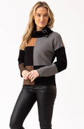 Tobacco Block Print Jumper with Cowl Neck