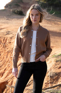 Tobacco Bomber Style Cardigan