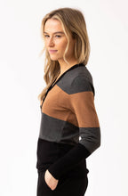 Tobacco Colour Block V Neck Jumper