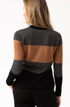 Tobacco Colour Block V Neck Jumper