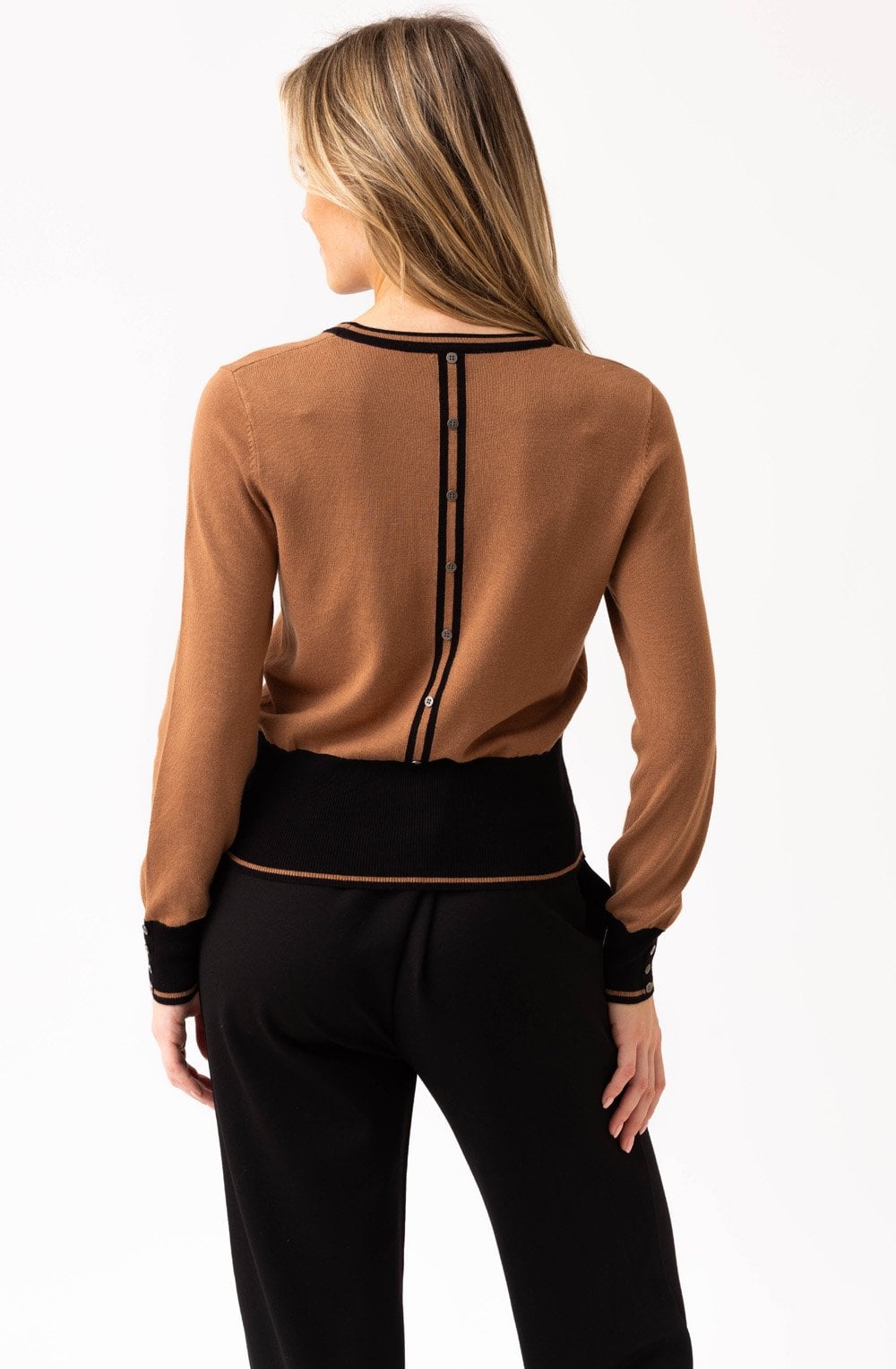 Tobacco Contrast Hem and Cuffs Jumper