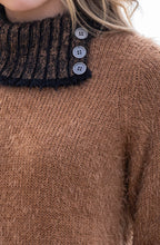 Tobacco Feather Yarn Button Neck Jumper
