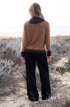 Tobacco Feather Yarn Button Neck Jumper