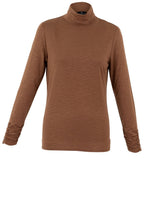 Tobacco Jersey Polo Neck Top