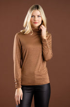 Tobacco Jersey Polo Neck Top
