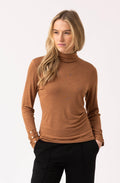 Tobacco Jersey Polo Neck Top