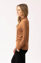 Tobacco Jersey Polo Neck Top