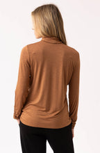 Tobacco Jersey Polo Neck Top