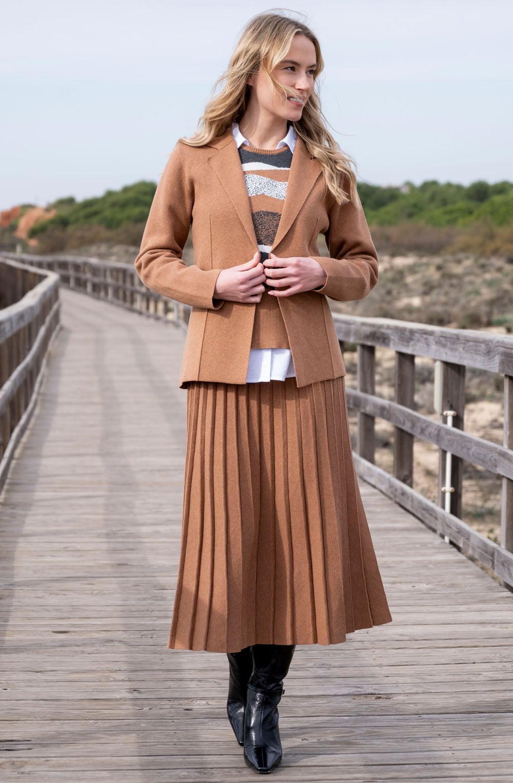 Tobacco Knitted Blazer