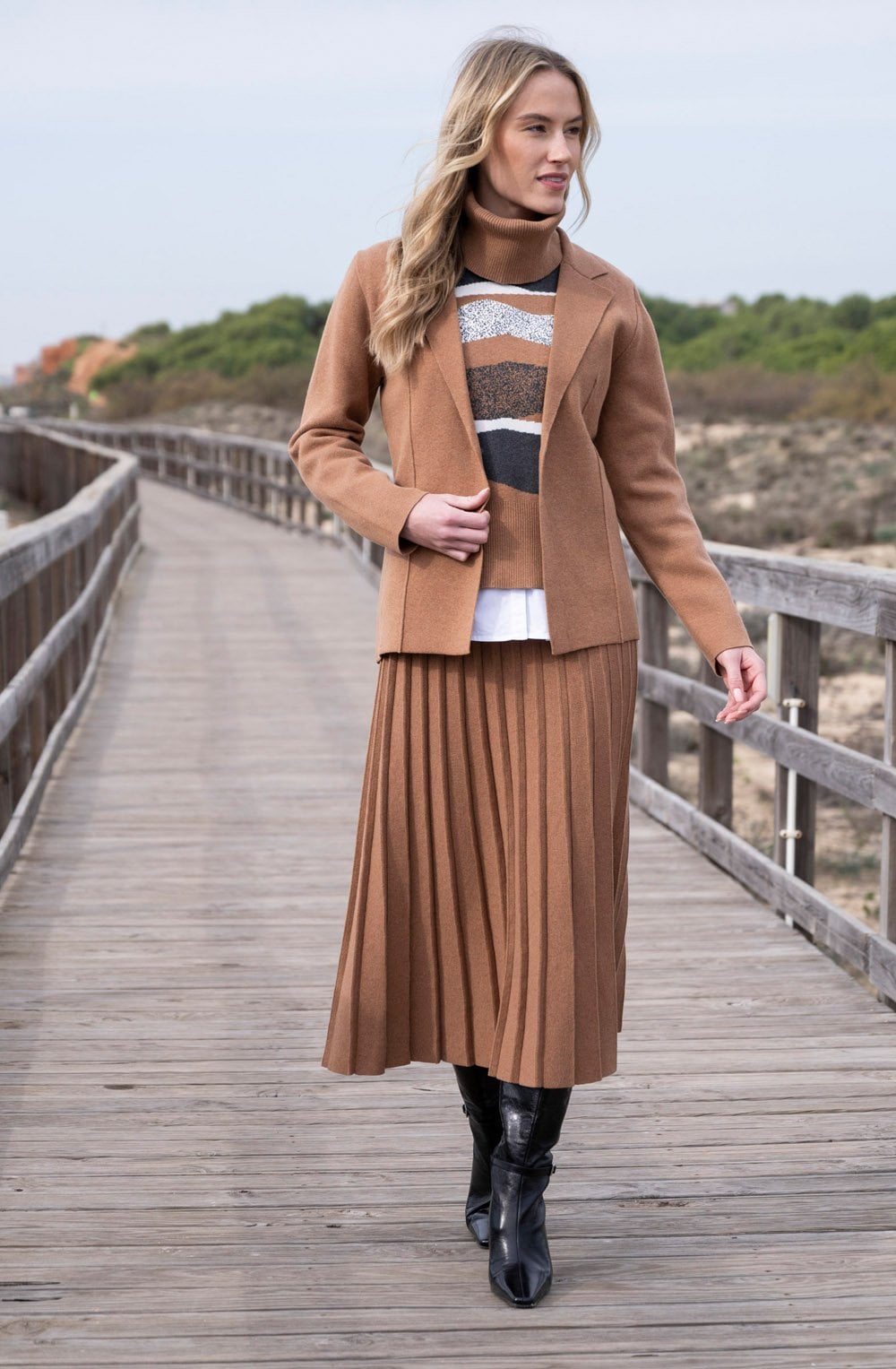 Tobacco Knitted Blazer