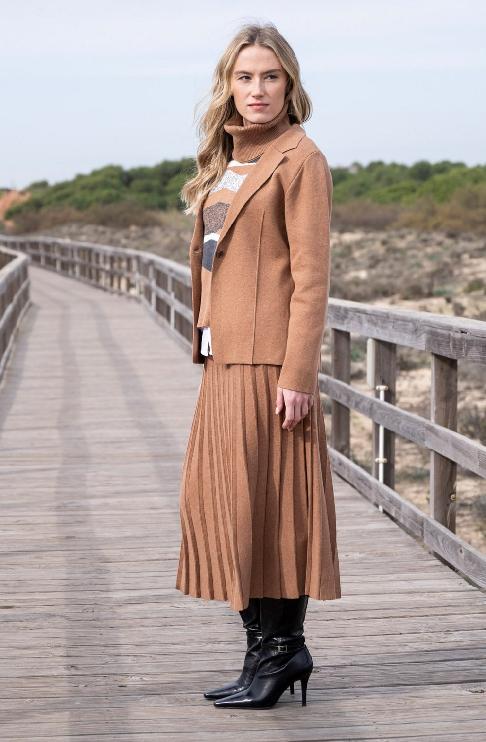 Tobacco Knitted Blazer