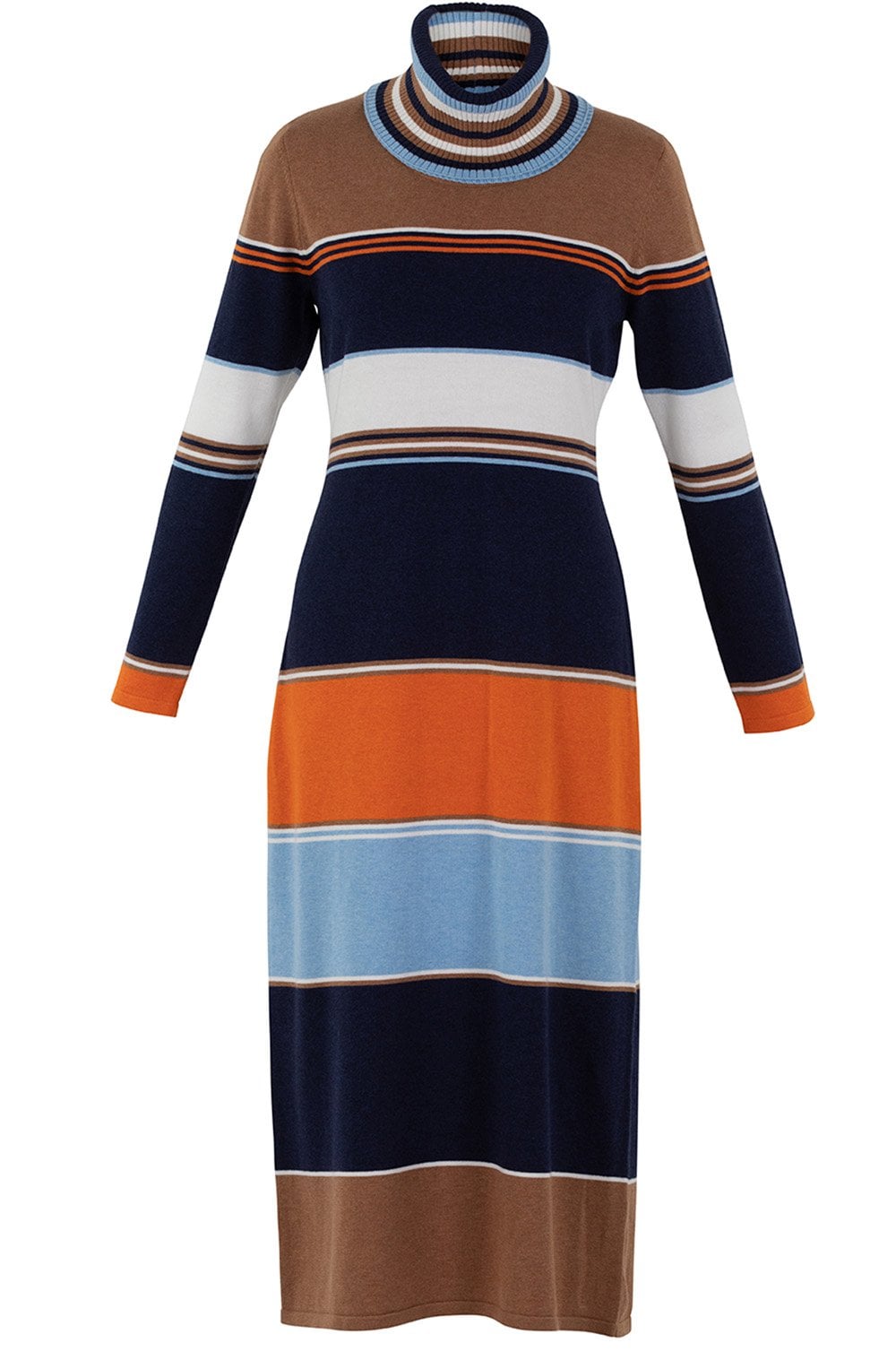 Tobacco Knitted Maxi Dress With Removable Snood