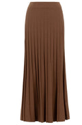 Tobacco Knitted Pleated Midi Skirt