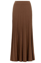 Tobacco Knitted Pleated Midi Skirt