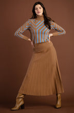 Tobacco Knitted Pleated Midi Skirt