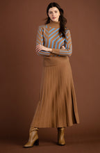 Tobacco Knitted Pleated Midi Skirt