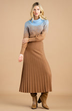 Tobacco Knitted Pleated Midi Skirt