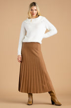 Tobacco Knitted Pleated Midi Skirt