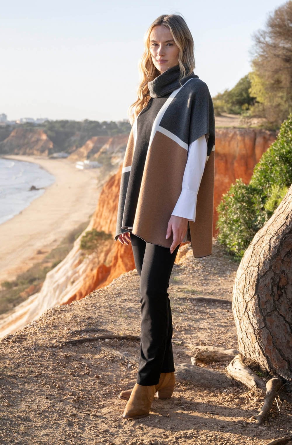 Tobacco Poncho with Removable Snood