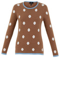 Tobacco Powder Blue and White Spot Print Jumper