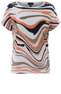 Toffee Brown and Orange Abstract Stripe T Shirt