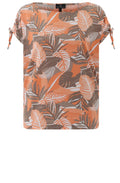 Toffee Brown and Orange Drawstring Shouldered Top