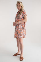 Toffee Brown and Orange Palm Leaf Jersey Shirt Dress