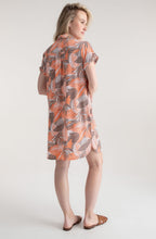 Toffee Brown and Orange Palm Leaf Jersey Shirt Dress