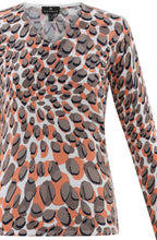 Toffee Brown and Orange Splodge Print Jumper