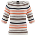 Toffee Brown and Orange Woven Striped Jumper