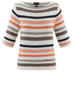 Toffee Brown and Orange Woven Striped Jumper