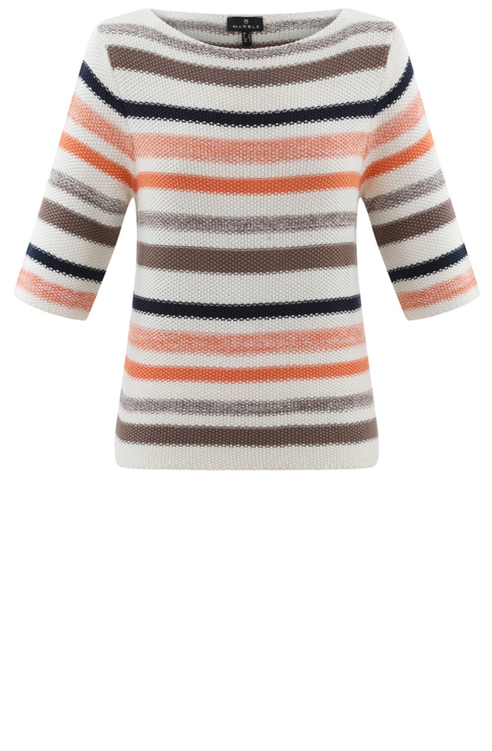 Toffee Brown and Orange Woven Striped Jumper