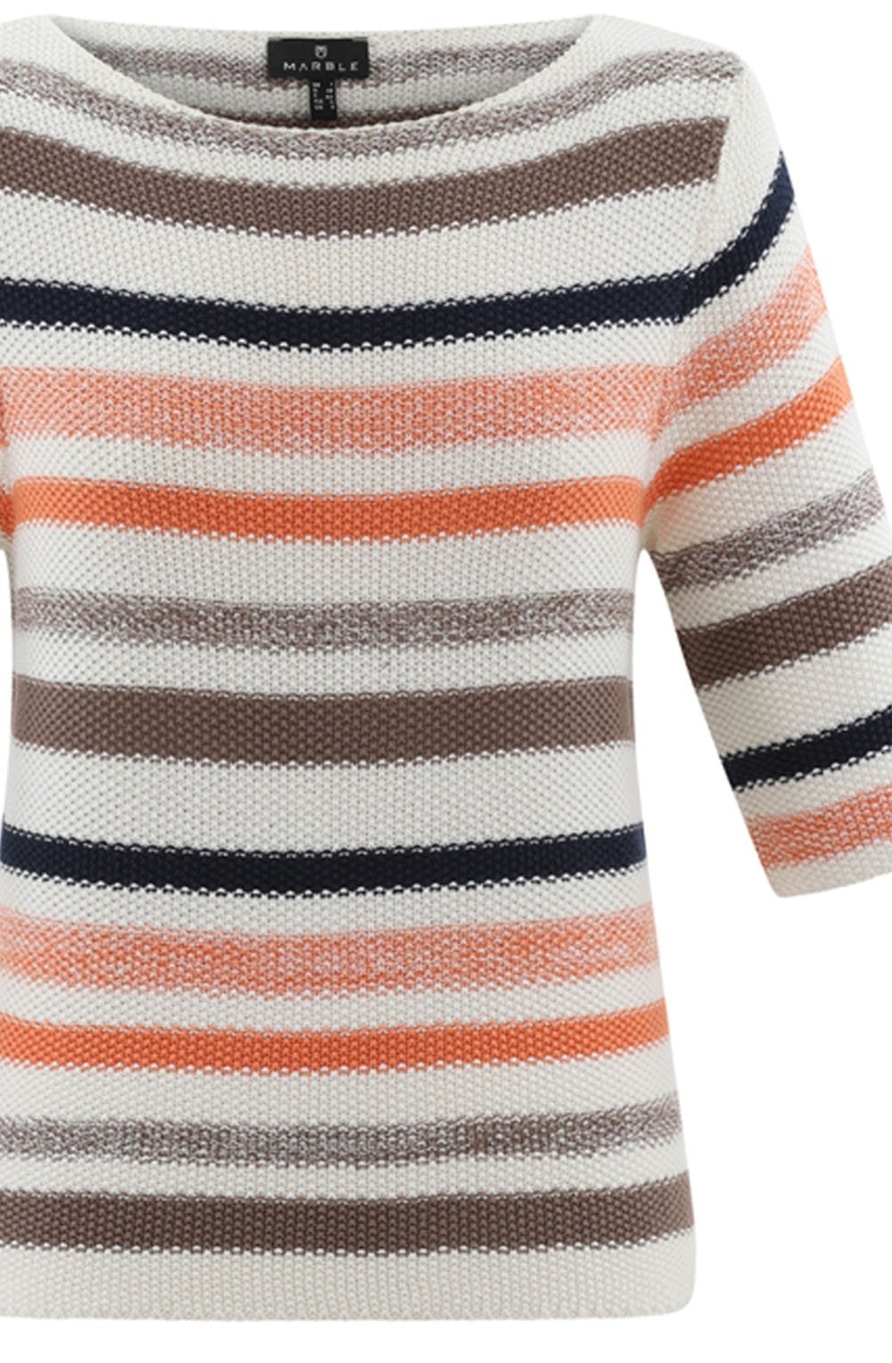 Toffee Brown and Orange Woven Striped Jumper