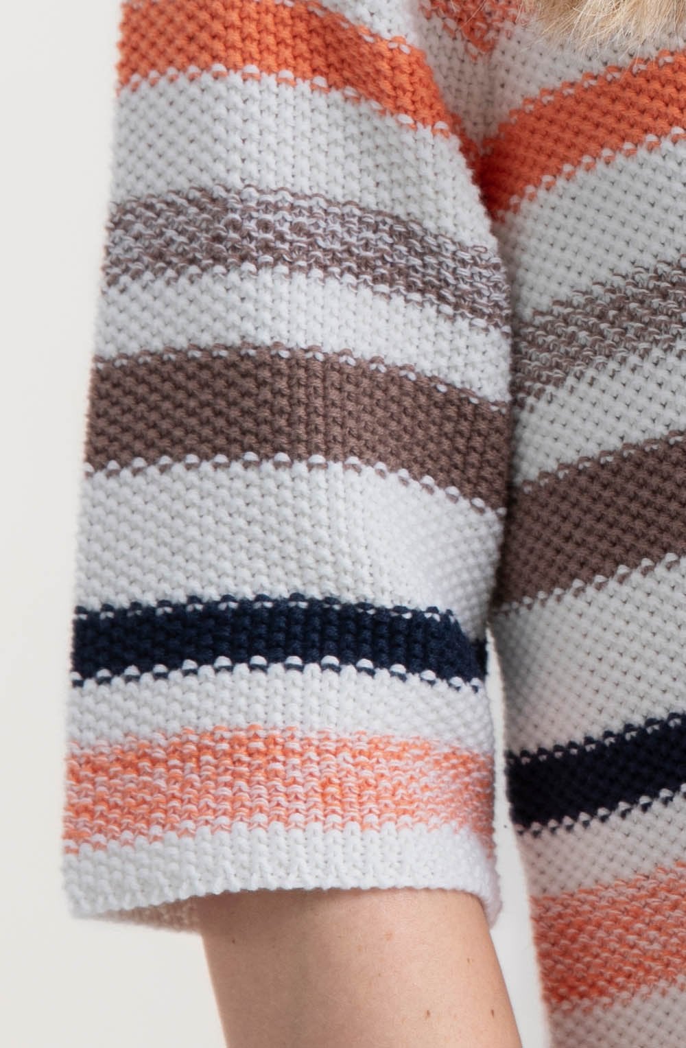 Toffee Brown and Orange Woven Striped Jumper