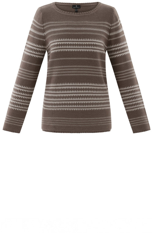 Toffee Brown and White Patterned Stitch Jumper