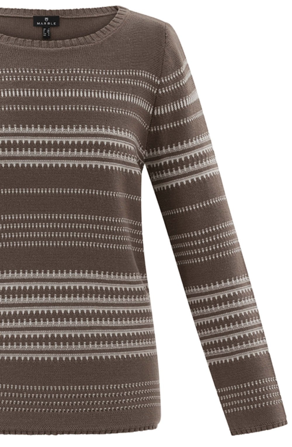 Toffee Brown and White Patterned Stitch Jumper