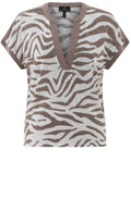 Toffee Brown Animal Print Tunic Neck Top