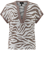 Toffee Brown Animal Print Tunic Neck Top