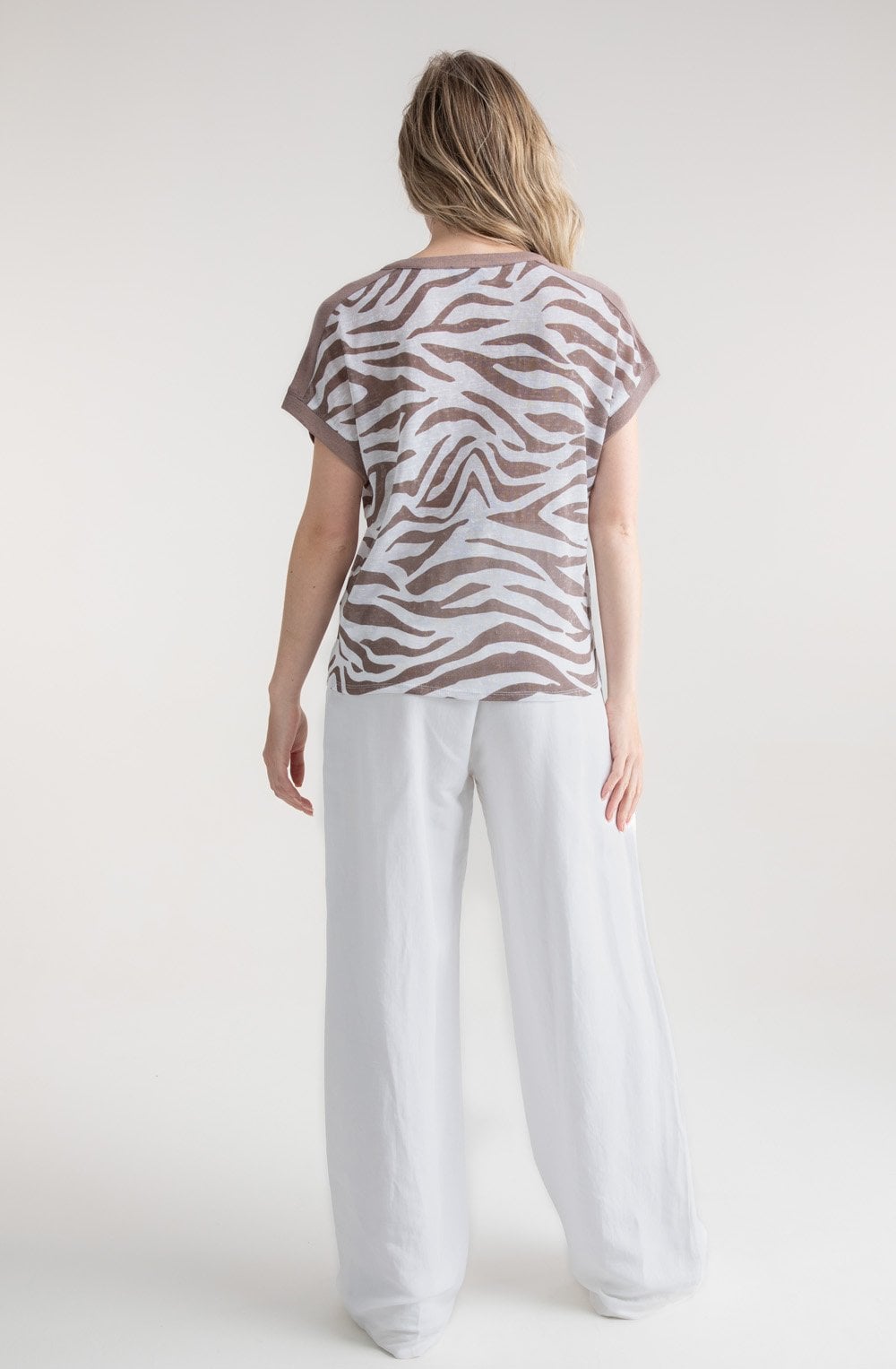 Toffee Brown Animal Print Tunic Neck Top
