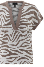 Toffee Brown Animal Print Tunic Neck Top