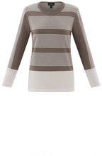 Toffee Brown Colour Block and Pin Stripe Jumper