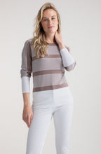 Toffee Brown Colour Block and Pin Stripe Jumper