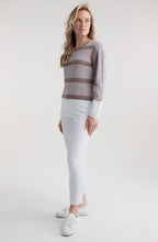 Toffee Brown Colour Block and Pin Stripe Jumper