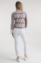 Toffee Brown Colour Block and Pin Stripe Jumper