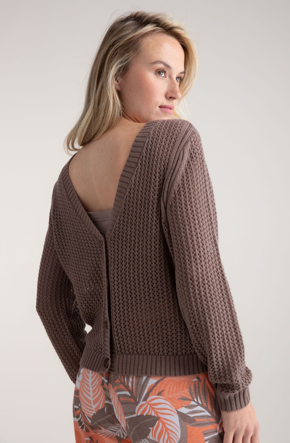 Toffee Brown Open Knit Cardigan